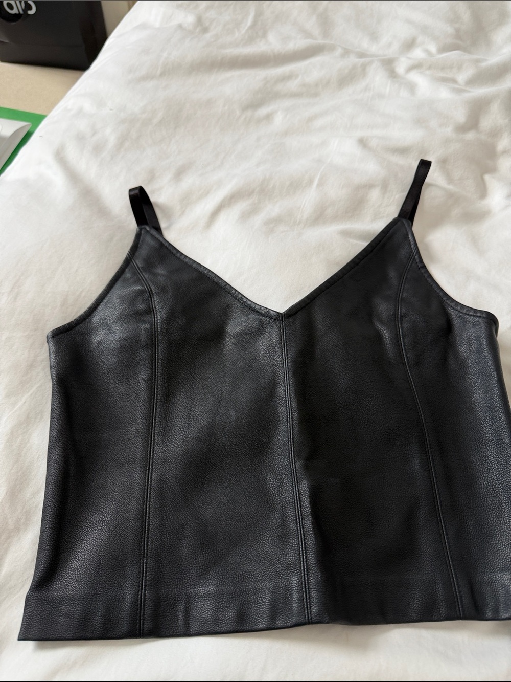 Zara Black Faux Leather V-Neck Camisole